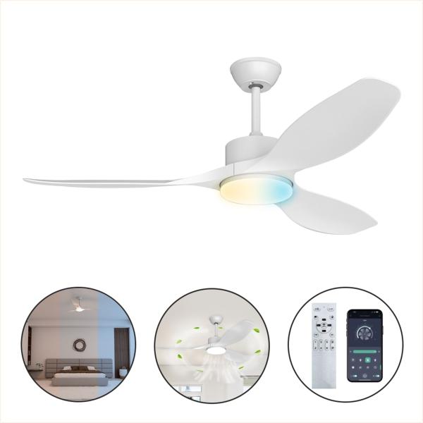 VENTILADOR CON ILUMINACIÓN LED, DE SOBREPONER EN TECHO, VELOCIDAD Y TEMPERATURA AJUSTABLE