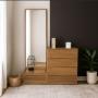CAJONERA MDF NATURAL 4 CAJONES PARA RECÁMARA CON ESPEJO COMPLETO