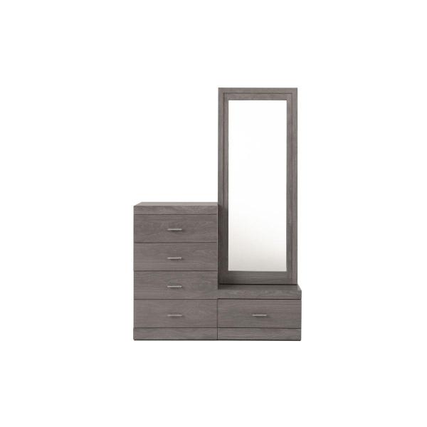 CAJONERA TOCADOR MDF GRIS 4 CAJONES PARA RECÁMARA CON ESPEJO