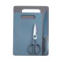 SET TABLAS PARA PICAR DE COCINA 34.5 X 24.5 CM PLÁSTICO 4 PIEZAS AZUL GRIS