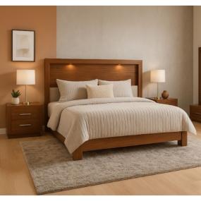 CABECERA KING SIZE LUZ MDF PAROTA CON 2 BURÓS Y CAJONES PARA RECÁMARA