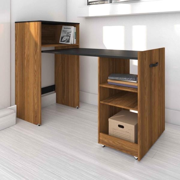 PLAYCON MESA EXTENSIBLE - BARCELONA, ESCRITORIO COMPACTO Y MULTIFUNCIONAL, AHORRA ESPACIO Y FÁCIL DE MOVER - COLOR TZALAM/NEGRO