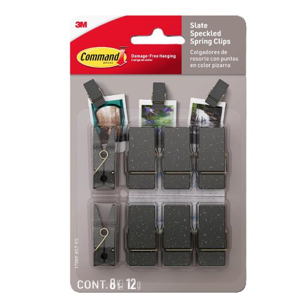 COMMAND PINZAS DE RESORTE MOTEADAS GRIS 8 PINZAS