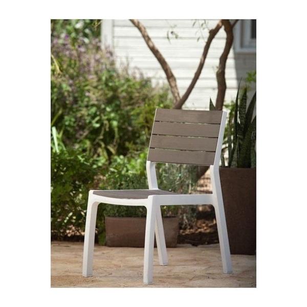 SILLA DE JARDÍN APILABLE HARMONY PLÁSTICO ARENA Y BLANCO 2 PIEZAS