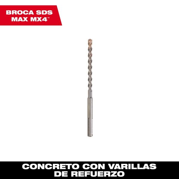 BROCAS PARA MARTILLO ROTATIVO MX4 SDS MAX DE 4 CORTADORES 1/2 PULGADAS