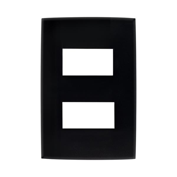 PLACA DECORATIVA CON INTERRUPTOR SENCILLO Y CONTACTO CON TIERRA DE PLÁSTICO NEGRA
