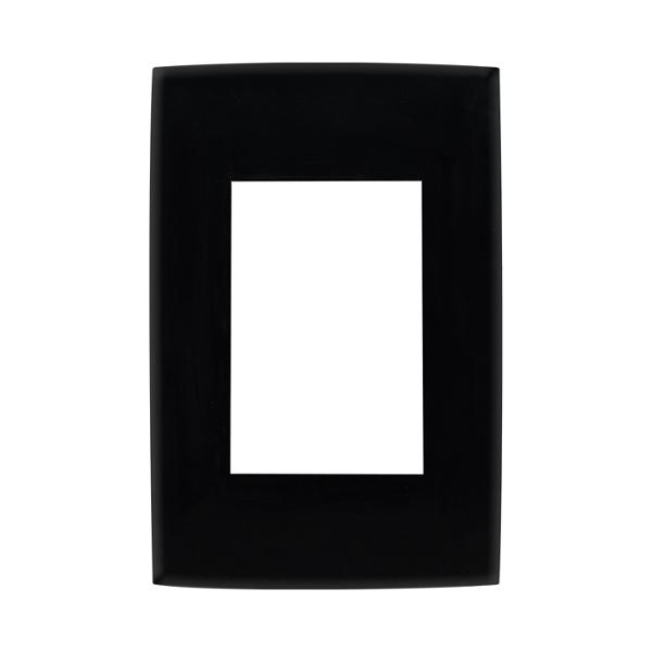 CONTACTO DÚPLEX CON PLACA DECORATIVA DE PLÁSTICO NEGRO