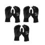 COMBO DE 3 PARES DE GUANTES NEGROS RECUBIERTOS DE NITRILO NIVEL DE CORTE 1 TALLA M