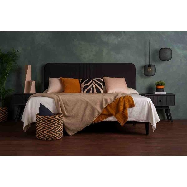 RECAMARA KING SIZE DE 4 PIEZAS CON CABECERA, 2 BUROS Y CAJONERA NEGRO