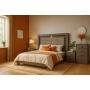 RECAMARA KING SIZE DE 4 PIEZAS CON CABECERA CON LUZ 2 BUROS Y CAJONERA COLOR GRIS MADERA IND Y TAP