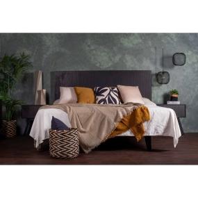 RECÁMARA KING SIZE DE 4 PIEZAS CON CABECERA, 2 BURÓS Y CAJONERA COLOR NEGRO - MDF, MELAMINA Y METAL