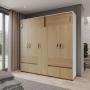 CLÓSET MDP ARMABLE 200 X 200 X 50 CM CAFÉ ROVERE CON BLANCO CON 5 PUERTAS Y 2 CAJÓNES