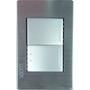 PLACA METÁLICA CON 1 INTERRUPTOR SENCILLO Y 1 DE ESCALERA DE 1.5 MÓDULOS PLATEADO