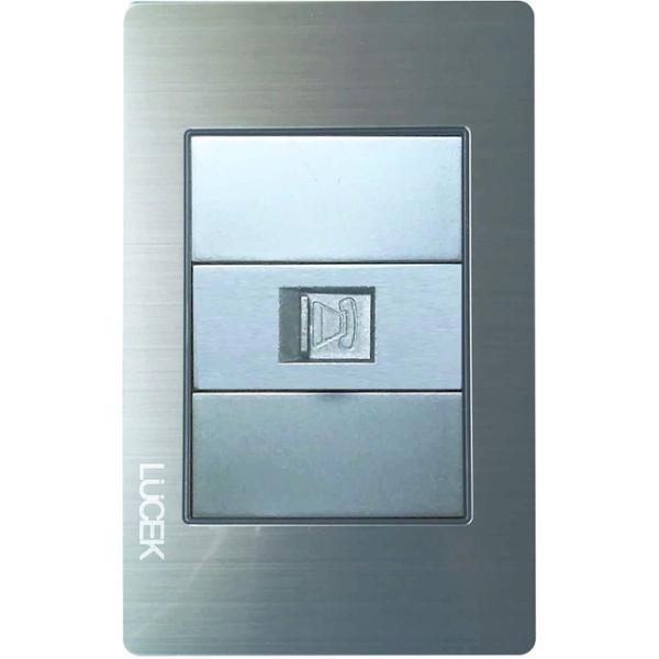 PLACA METÁLICA CON TOMA DE TELÉFONO PLATEADO