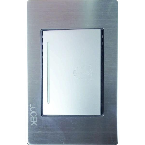 PLACA METÁLICA CON BOTÓN TIMBRE DE 3 MÓDULOS PLATEADO