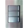 PLACA METÁLICA CON 2 INTERRUPTORES SENCILLOS Y 1 DE ESCALERA DE 1 MÓDULO ANODIZADO