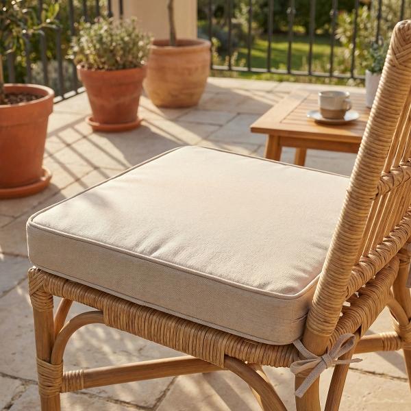 COJÍN DE JARDÍN CUADRADO PARA ASIENTO 45 X 50 X 8 CM BEIGE