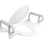 ASIENTO PARA BAÑO REDONDO Y ALARGADO PLÁSTICO BLANCO CON BRAZOS DE SOPORTE
