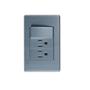 PLACA METALICA CON 1 INTERRUPTOR DE ESCALERA Y 2 CONTACTOS DE 1 MODULO PLATEADO