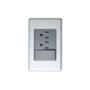 PLACA METALICA CON 1 INTERRUPTOR DE ESCALERA Y 2 CONTACTOS DE 1 MODULO ANODIZADO