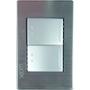 PLACA DECORATIVA CON 2 INTERRUPTORES DE ESCALERA DE 1.5 MÓDULOS DE ACERO INOXIDABLE PLATEADA