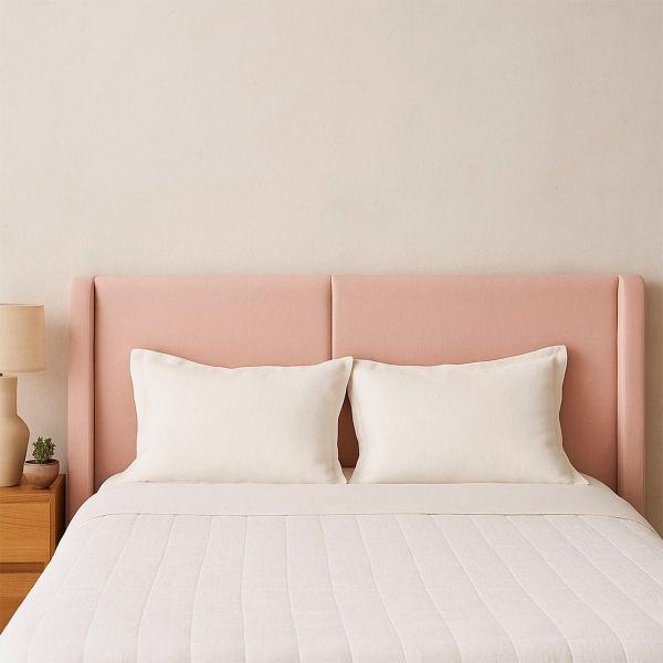 CABECERA MATRIMONIAL MILAN DE TELA ROSA MINIMALISTA PARA RECÁMARA
