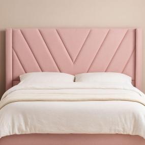 CABECERA KING SIZE AURORA TAPIZADA ROSA GEOMÉTRICA CONTEMPORÁNEA PARA RECÁMARA
