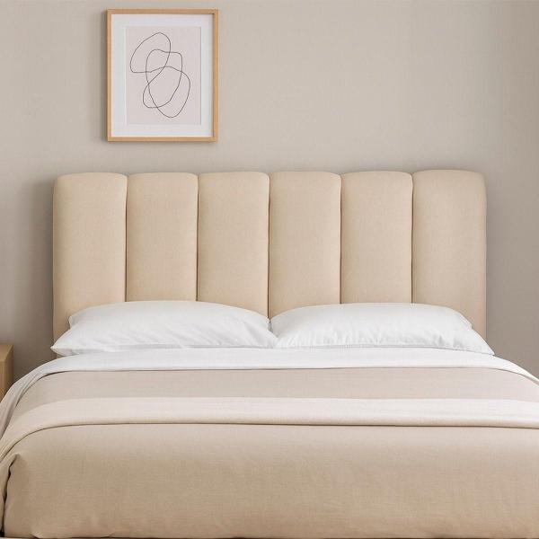 CABECERA MATRIMONIAL KAMI TAPIZADA BEIGE MINIMALISTA CON GAJOS HORIZONTALES PARA RECÁMARA