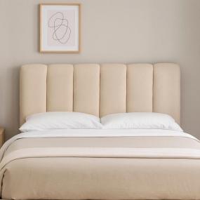 CABECERA MATRIMONIAL KAMI TAPIZADA BEIGE MINIMALISTA CON GAJOS HORIZONTALES PARA RECÁMARA