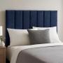 CABECERA KING SIZE ARGOS TAPIZADA AZUL DE GAJOS VERTICALES AJUSTABLE PARA RECÁMARA