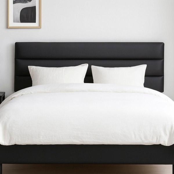 CABECERA KING SIZE LONDRES VINIPIEL NEGRO TAPIZADA AJUSTABLE PARA RECÁMARA