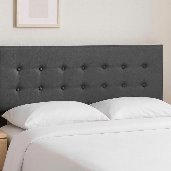 CABECERA KING SIZE BILBAO TAPIZADA GRIS CAPITONADA AJUSTABLE PARA RECÁMARA