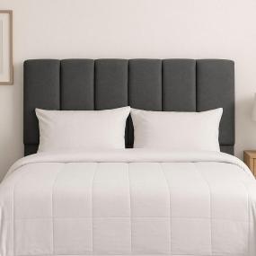 CABECERA KING SIZE KAMI TAPIZADO GRIS OSCURO CON GAJOS HORIZONTALES PARA RECÁMARA