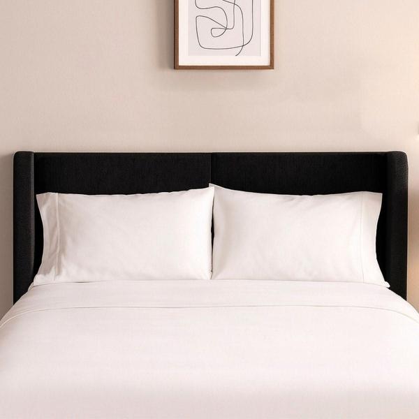 CABECERA QUEEN SIZE MILAN TAPIZADA NEGRO MINIMALISTA PARA RECÁMARA