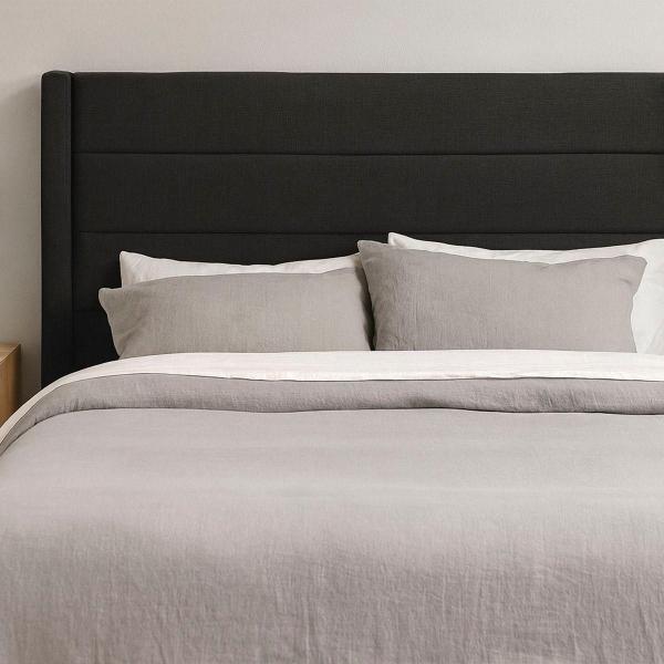 CABECERA KING SIZE LUGO TAPIZADA NEGRO CONTEMPORÁNEA PARA RECÁMARA