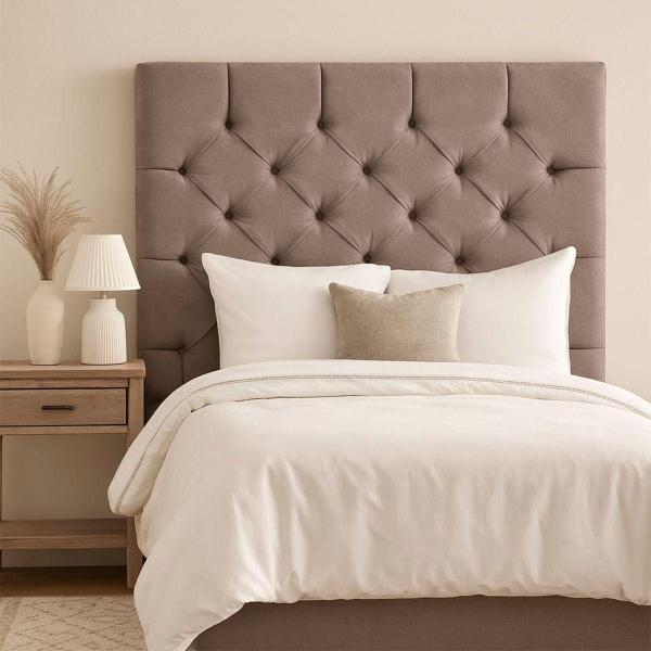 CABECERA KING SIZE CAPRI TAPIZADA GRIS OSCURO CONTEMPORÁNEA CAPITONADA PARA RECÁMARA
