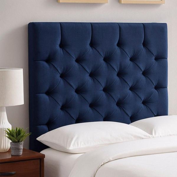 CABECERA MATRIMONIAL CAPRI TAPIZADA AZUL CAPITONADA PARA RECÁMARA
