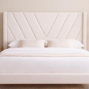 CABECERA INDIVIDUAL AURORA TAPIZADA BEIGE GEOMÉTRICA CONTEMPORÁNEA PARA RECÁMARA