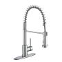 LLAVE PARA COCINA CELINDRA CUELLO CON RESORTE 1 MANERAL ROCIADOR EXTRAÍBLE ACABADO ACERO INOXIDABLE