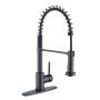 LLAVE PARA COCINA CELINDRA CUELLO CON RESORTE 1 MANERAL ROCIADOR EXTRAÍBLE ACABADO NEGRO MATE