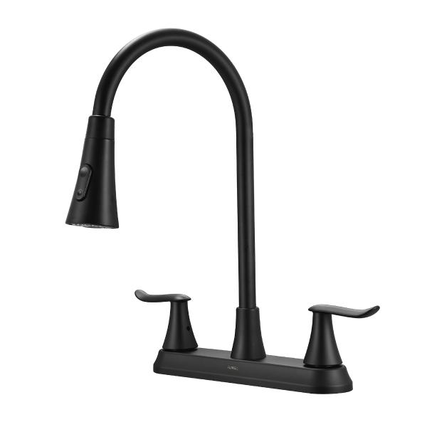 LLAVE PARA FREGADERO DUOMANDO NEGRO MATE CUELLO EXTRAÍBLE 8" MAYOR ALCANCE