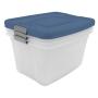 CAJA ORGANIZADORA TRANSPARENTE 19 L PLÁSTICO TAPA TRASLÚCIDO TAPA PLUMBAGO CON BROCHE