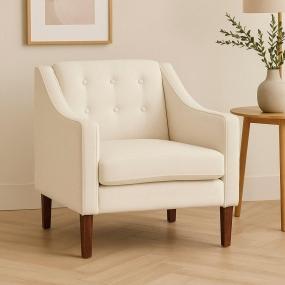 SILLÓN FIJO 1 PERSONA MILTON TAPIZ IMPORTADO CREMA
