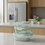 Set 3 Contenedores Cuadrados Vidrio Martha Stewart - azul turquesa