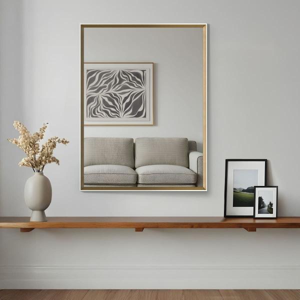 ESPEJO RECTANGULAR M415 MARCO TIPO MADERA-BLANCO 62.7 X 82.7 CM