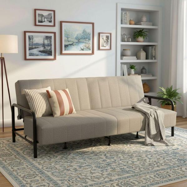 SOFÁ CAMA CLICKO RECLINABLE TELA 200 CM GRIS SIN COJINES