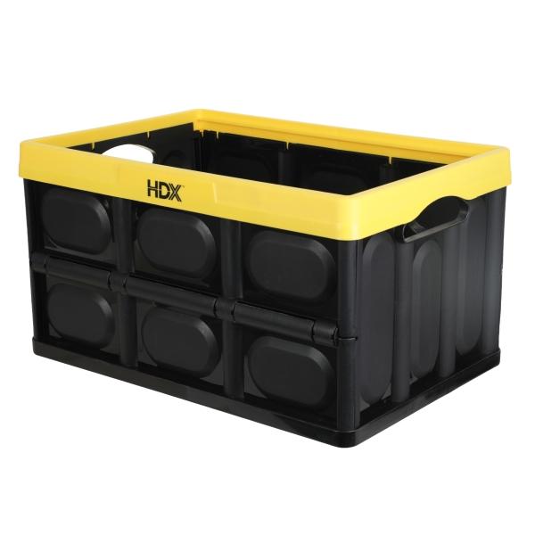 CAJA ORGANIZADORA SÓLIDA 48 L NEGRO AMARILLO PLEGABLE