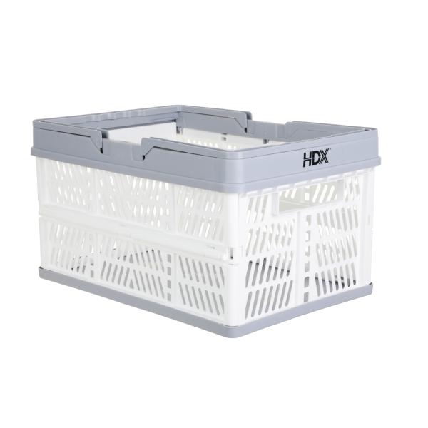 CAJA ORGANIZADORA SÓLIDA 28 L BLANCA GRIS PLEGABLE
