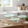 SET DE TAZONES DE VIDRIO MARTHA STEWART 3 PZS CON TAPAS 1.9L 1.4L 900ML AZ TURQUESA ALIMENTOS