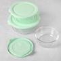 SET CONTENEDORES REDONDOS VIDRIO BOROSILICATO MARTHA STEWART 3 PZS CON TAPA AZUL TURQUESA ALIMENTOS